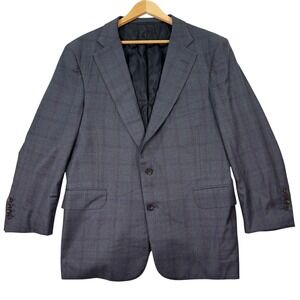 Leonard Logsdail Bespoke Mens 42S Gray Windowpane Wool Sport Coat Custom Fit EUC